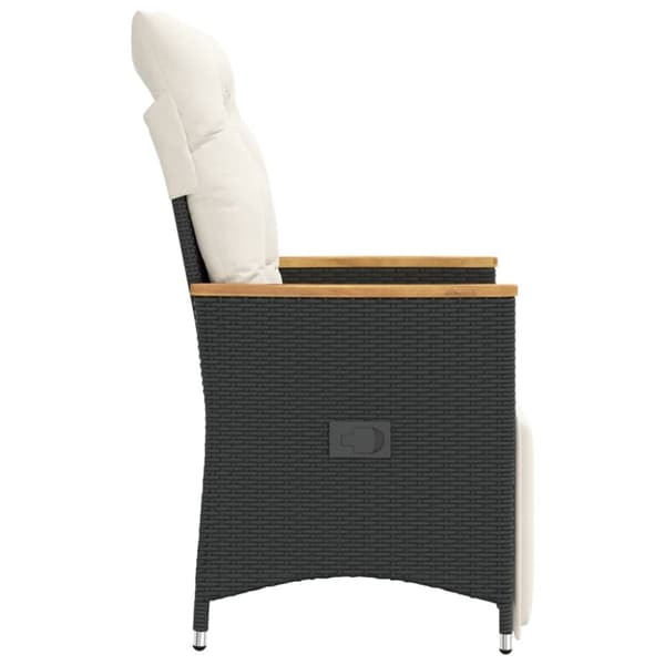 vidaXL havestole med hynder 2 stk. justerbart ryglæn polyrattan sort
