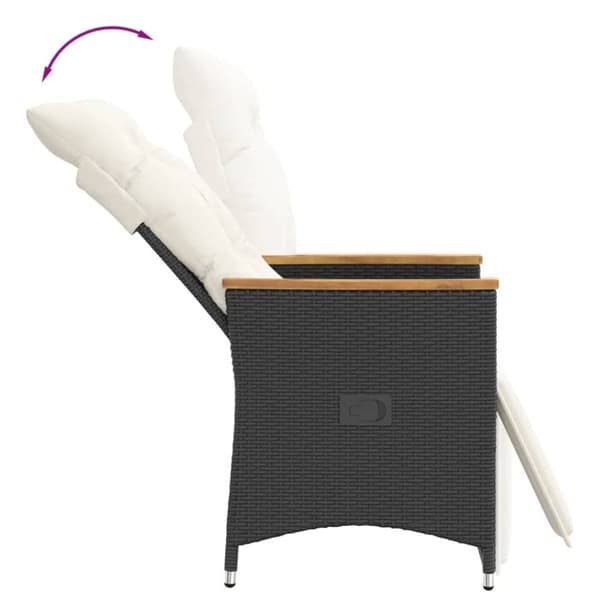 vidaXL havestole med hynder 2 stk. justerbart ryglæn polyrattan sort