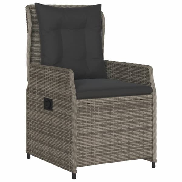 vidaXL havestole 2 stk. med lænefunktion polyrattan grå