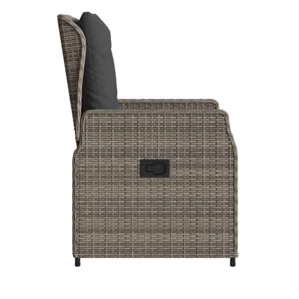 vidaXL havestole 2 stk. med lænefunktion polyrattan grå