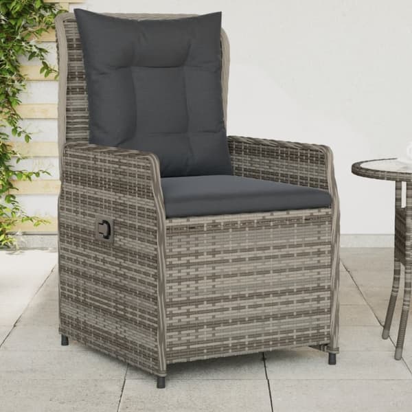 vidaXL havestole 2 stk. med lænefunktion polyrattan grå
