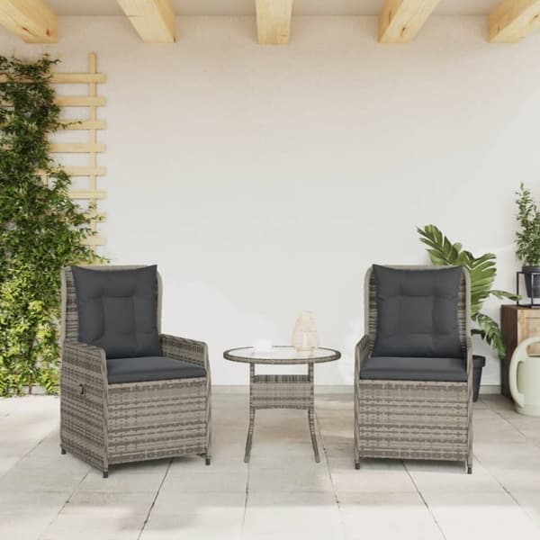 vidaXL havestole 2 stk. med lænefunktion polyrattan grå