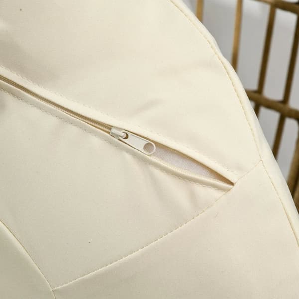Rootz Rattan Look kurvestol - Bløde sædehynder - Aluminiumsstel - Khaki + Beige - 105 x 97 x 150 cm
