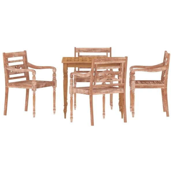vidaXL Bataviastoler 4 stk hvitvasket heltre teak
