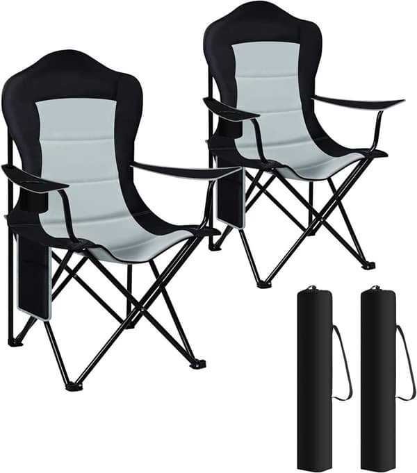 Rootz Ultralight Foldestol - Bærbar campingstol - Udendørs siddepladser - Holdbart 600D Oxford stof - Komfortabelt højt ryglæn - Nem opbevaring med ko