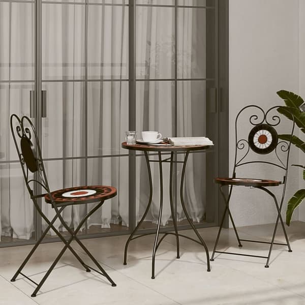 vidaXL Caféstolar fällbara 2 st terrakotta och vit keramik