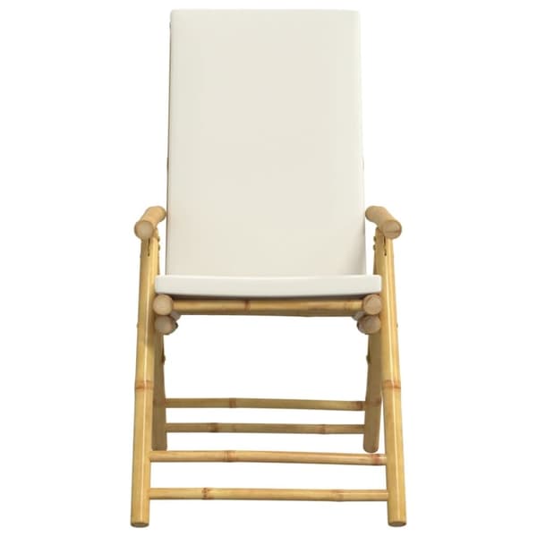 vidaXL foldbare bistrostole 6 stk. med cremefarvede hynder bambus