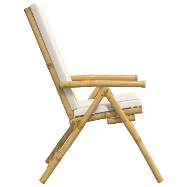 vidaXL foldbare bistrostole 6 stk. med cremefarvede hynder bambus