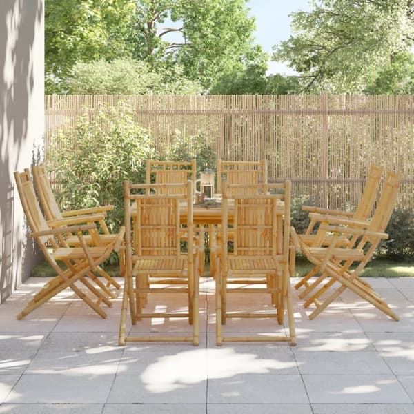vidaXL Hopfällbara trädgårdsstolar 8 st 53x66x99 cm bambu
