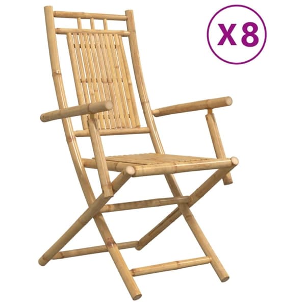 vidaXL foldbare havestole 8 stk. 53x66x99 cm bambus