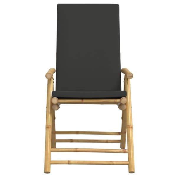vidaXL foldbare bistrostole 4 stk. med mørkegrå hynder bambus