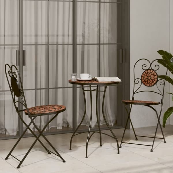 vidaXL bistrostole 2 stk. foldbar keramik terrakottafarvet