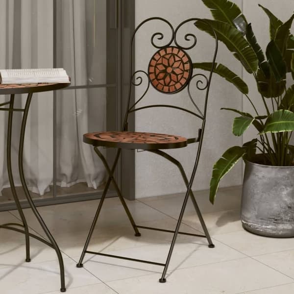 vidaXL bistrostole 2 stk. foldbar keramik terrakottafarvet