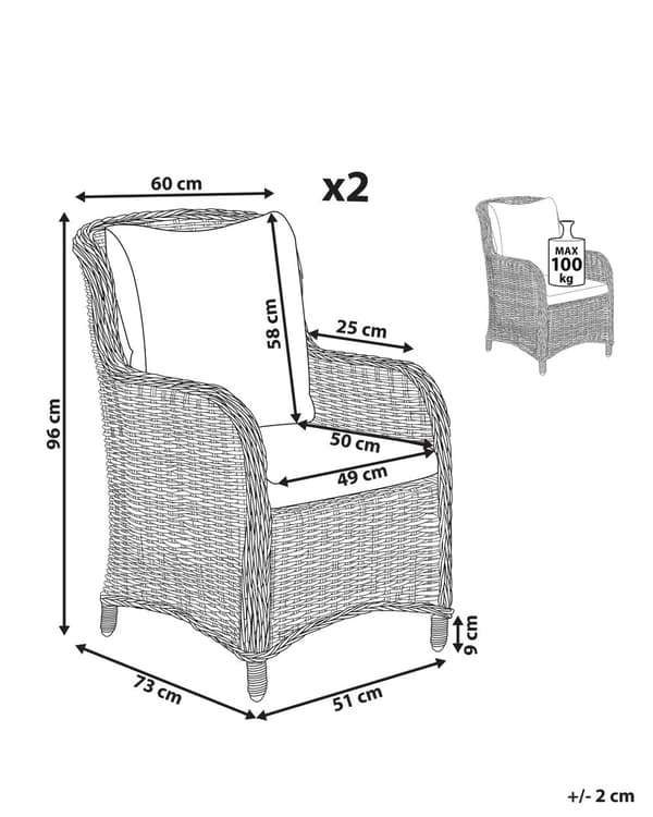 Sett med 2 Hagestoler Beige Lyst Akasietre Foldbar Utendørs Terrasse