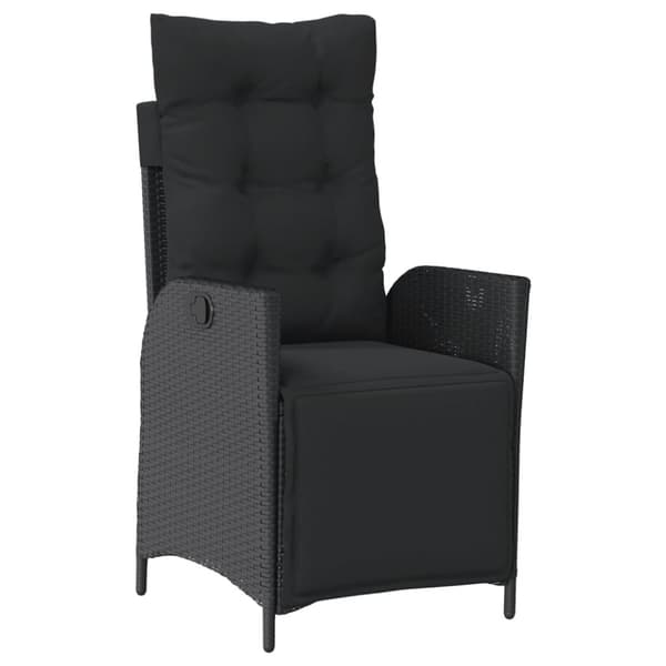 vidaXL havestole 2 stk. med lænefunktion og fodstøtte polyrattan sort
