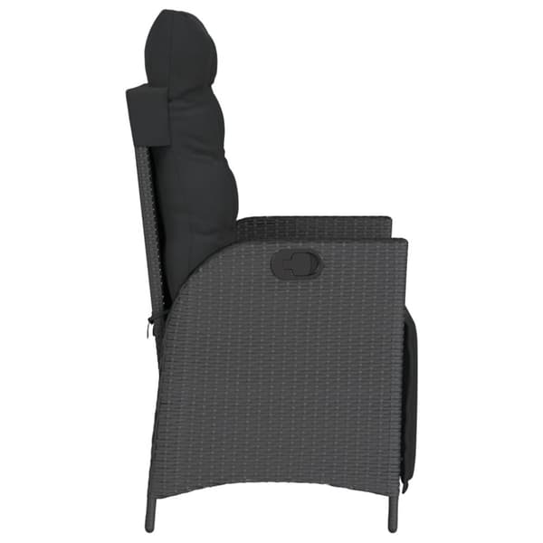vidaXL havestole 2 stk. med lænefunktion og fodstøtte polyrattan sort
