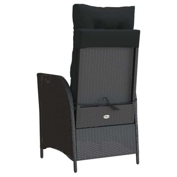 vidaXL havestole 2 stk. med lænefunktion og fodstøtte polyrattan sort