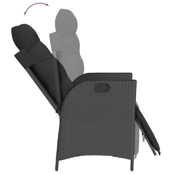 vidaXL havestole 2 stk. med lænefunktion og fodstøtte polyrattan sort