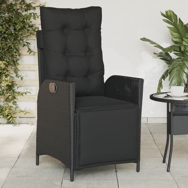 vidaXL havestole 2 stk. med lænefunktion og fodstøtte polyrattan sort