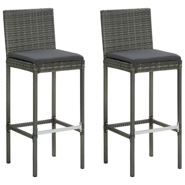 vidaXL barstole til haven med hynder 2 stk. polyrattan grå - Havestole