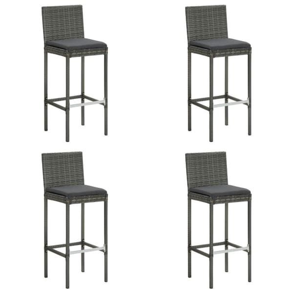 vidaXL barstole til haven med hynder 4 stk. polyrattan grå - Havestole