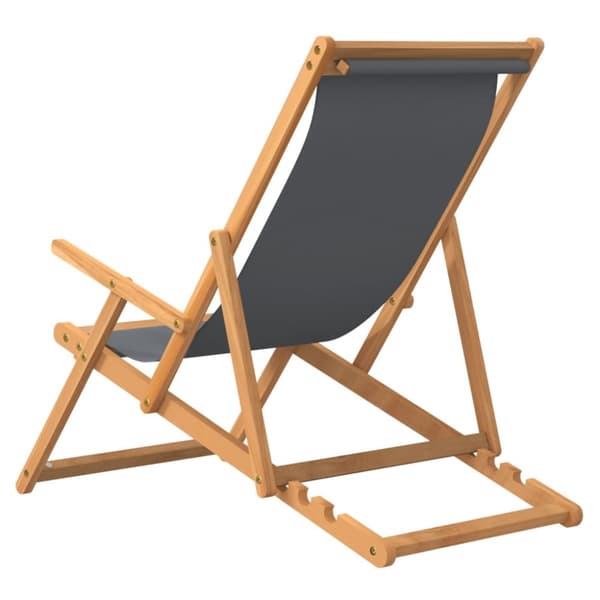 vidaXL foldbar strandstol massivt teaktræ grå -  Havestole