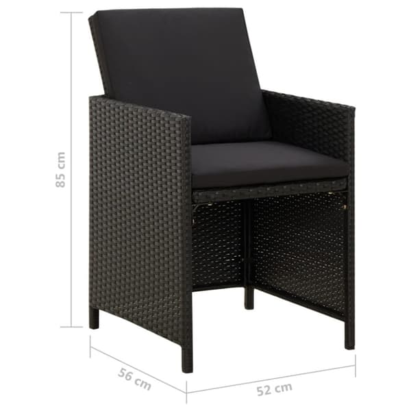 vidaXL havestole med hynder 4 stk. polyrattan sort - Havestole