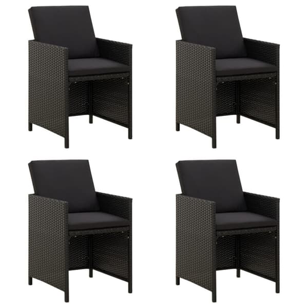 vidaXL havestole med hynder 4 stk. polyrattan sort - Havestole