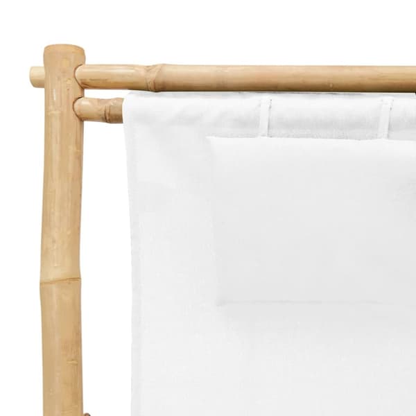 vidaXL Solstol bambu och kanvas gräddvit -  Utestolar