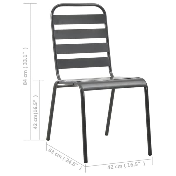 vidaXL Utestolar 4 st ribbad design stål mörkgrå -  Utestolar