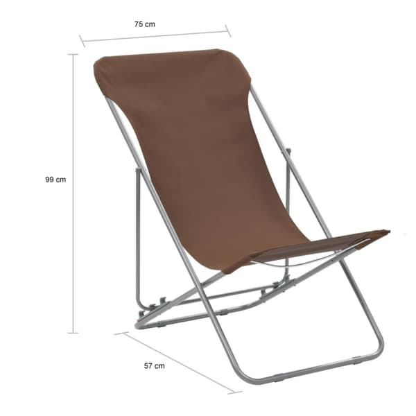 vidaXL foldbare strandstole 2 stk. stål og oxfordstof brun -  Havestole