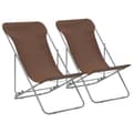 Miniatyrbillede 1 af 11: vidaXL foldbare strandstole 2 stk. stål og oxfordstof brun -  Havestole