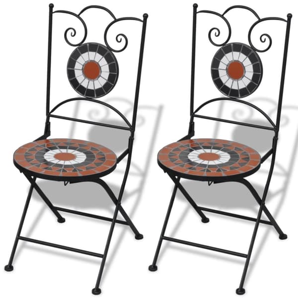 vidaXL foldbare bistrostole 2 stk. keramik teracotta og hvid -  Havestole
