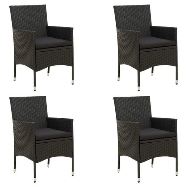 vidaXL havestole med hynder 4 stk. polyrattan sort -  Havestole