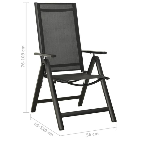vidaXL foldbare havestole 2 stk. textilene og aluminium sort - Havestole