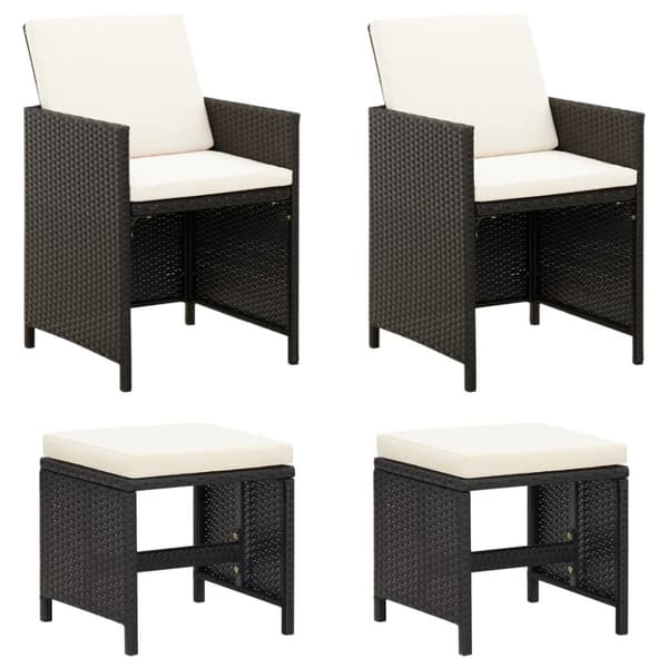 vidaXL havestol med skamler 4 dele polyrattan sort -  Havestole
