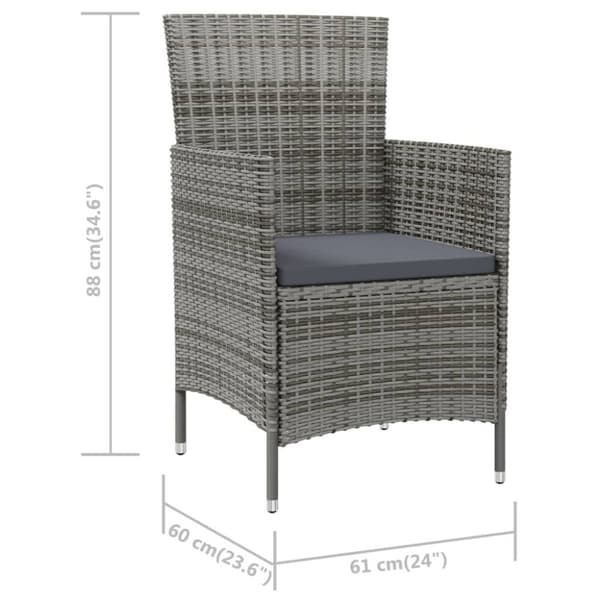 vidaXL havestole med hynder 2 stk. polyrattan grå - Havestole