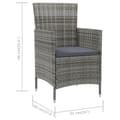 Miniatyrbillede 8 af 8: vidaXL havestole med hynder 2 stk. polyrattan grå -  Havestole