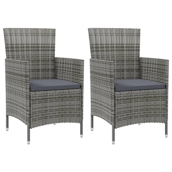 vidaXL havestole med hynder 2 stk. polyrattan grå -  Havestole
