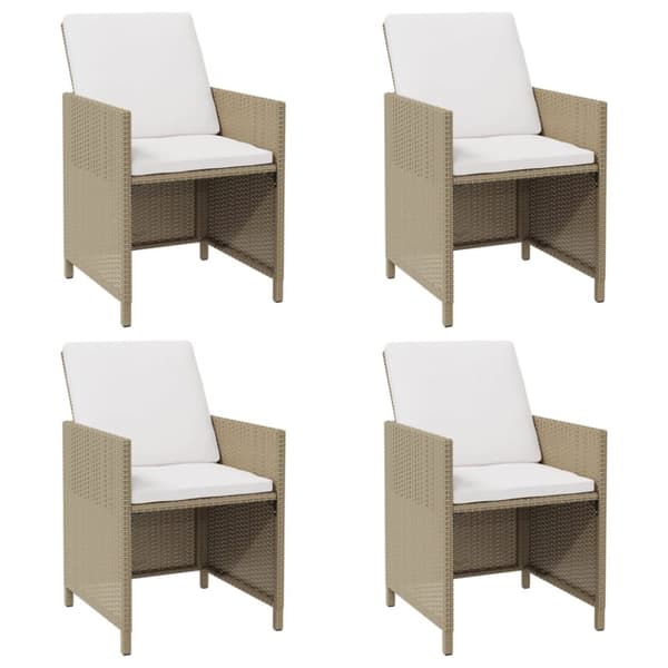vidaXL Ulkoruokatuolit tyynyillä 4 kpl beige polyrottinki - Puutarhatuolit