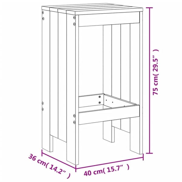 vidaXL Barstolar 2 st honungsbrun 40x36x75 cm massiv furu - Utestolar