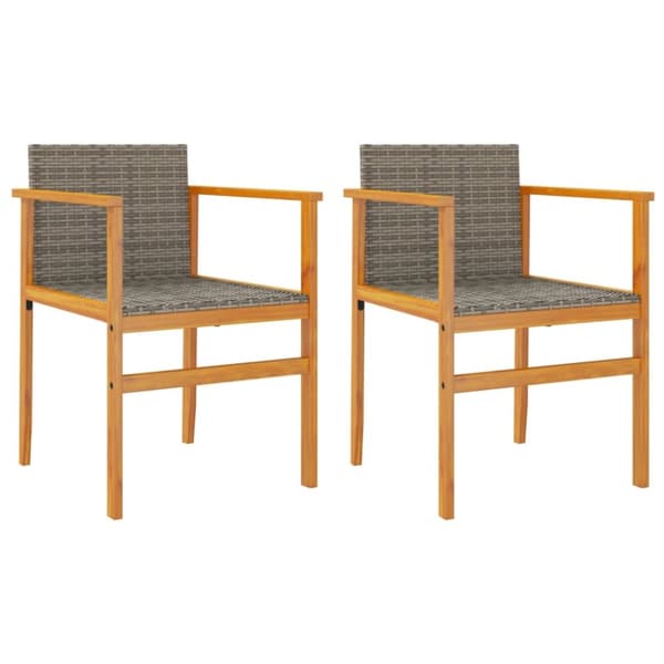 vidaXL havestole 2 stk. polyrattan og massivt træ grå -  Havestole