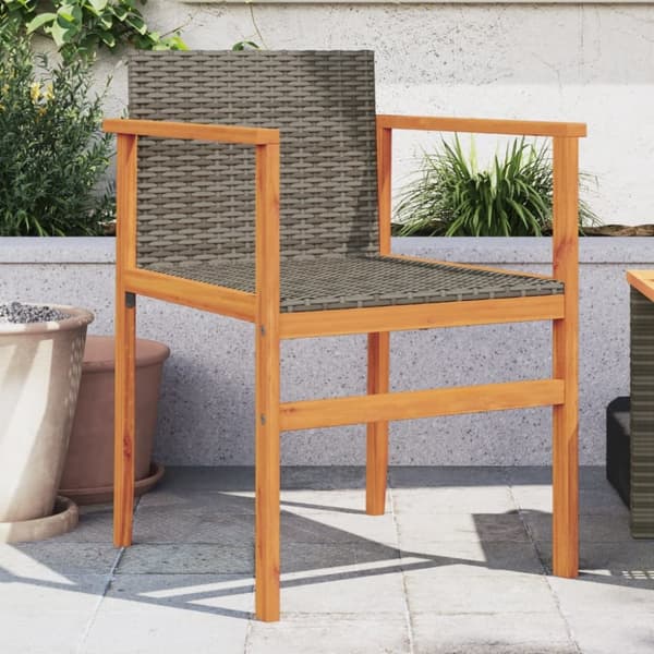 vidaXL havestole 2 stk. polyrattan og massivt træ grå -  Havestole