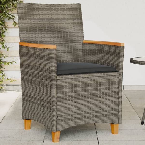vidaXL havestole 2 stk. med hynder polyrattan og massivt træ grå -  Havestole