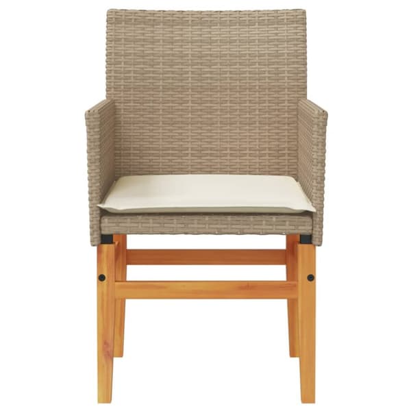 vidaXL havestole 2 stk. med hynder polyrattan og massivt træ beige -  Havestole