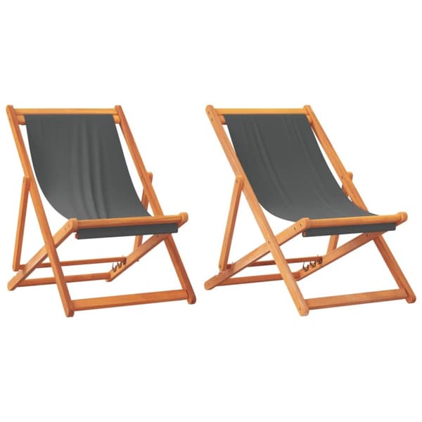 vidaXL foldbare strandstole 2 stk. stof grå -  Havestole