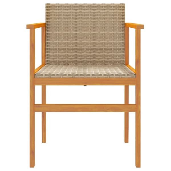 vidaXL Trädgårdsstolar 2 st beige konstrotting och massivt trä - Utestolar