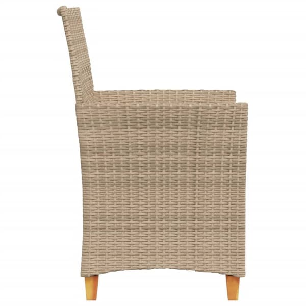 vidaXL Trädgårdsstolar m.dynor 2 st beige konstrotting och massivt trä -  Utestolar