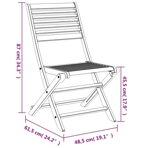 vidaXL Hopfällbara trädgårdsstolar 4 st 48,5x61,5x87 cm massiv akacia - Utestolar