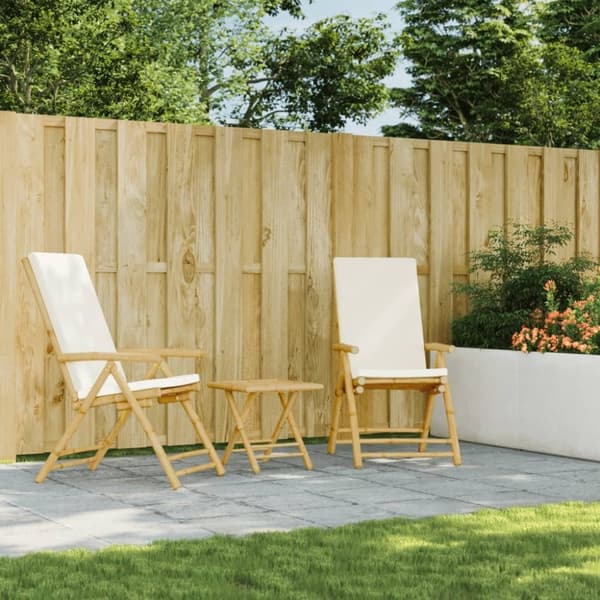 vidaXL positionsstole 2 stk. med hynder foldbar bambus